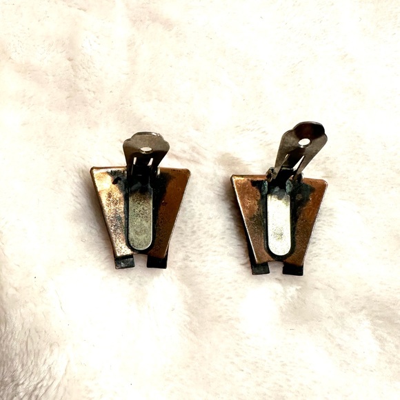Vintage Signed Renoir Matisse Copper Earrings MCM,Modernist Historical Designs - Picture 4 of 7
